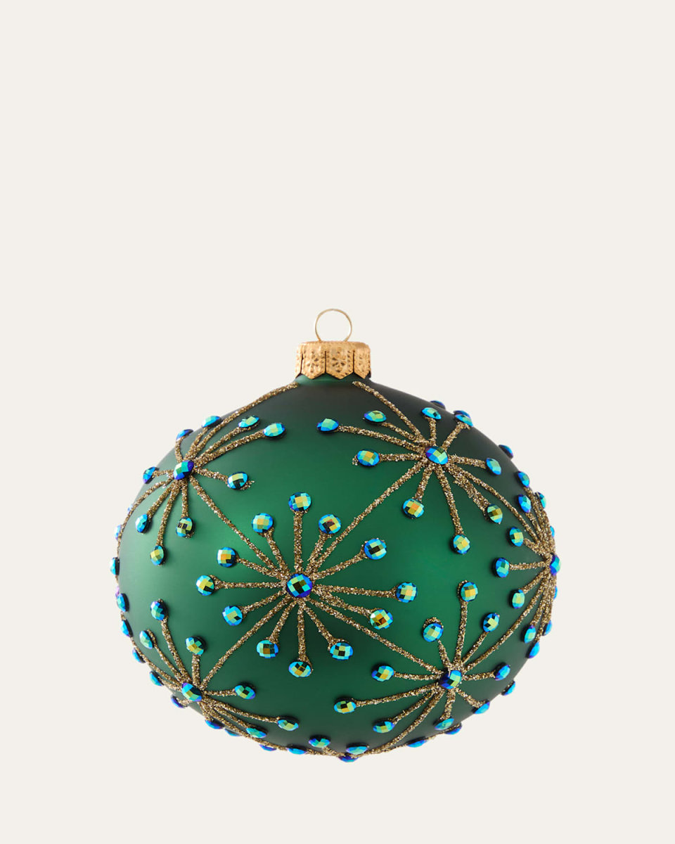 Glittery & Rhinestoned Starburst Ball Ornament
